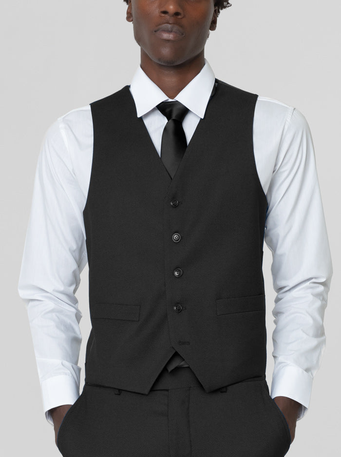 Black Birdseye Three Piece Suit - Image 4