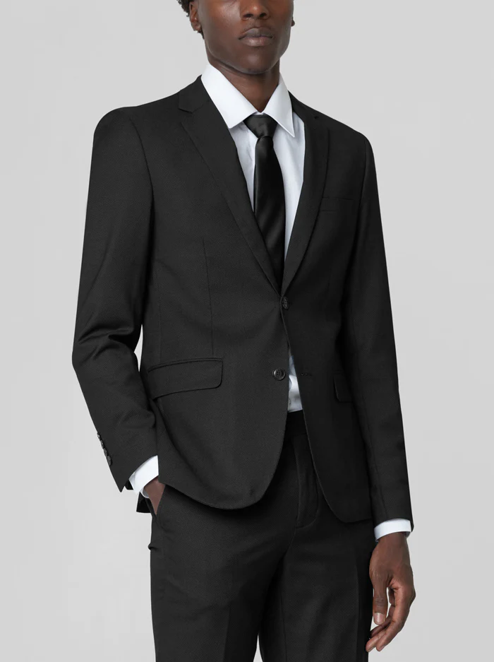 Black Birdseye Two Button Suit - Image 2