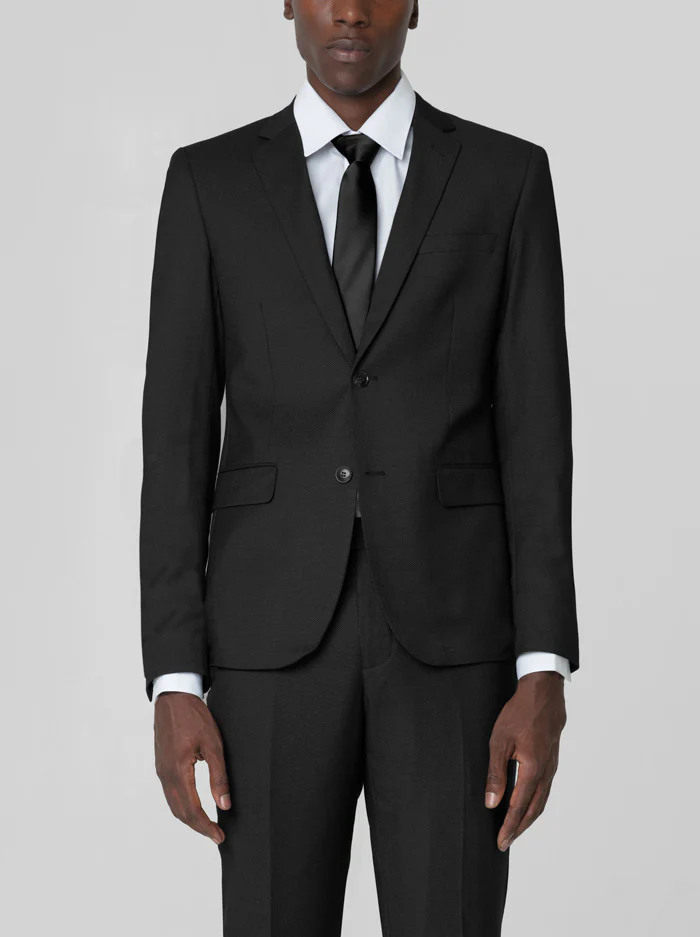 Black Birdseye Two Button Suit - Image 3