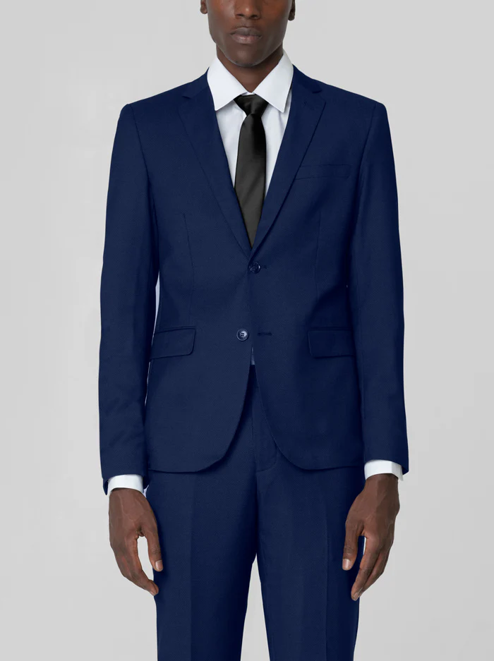 Royal Blue Birdseye Two Button Suit - Image 2