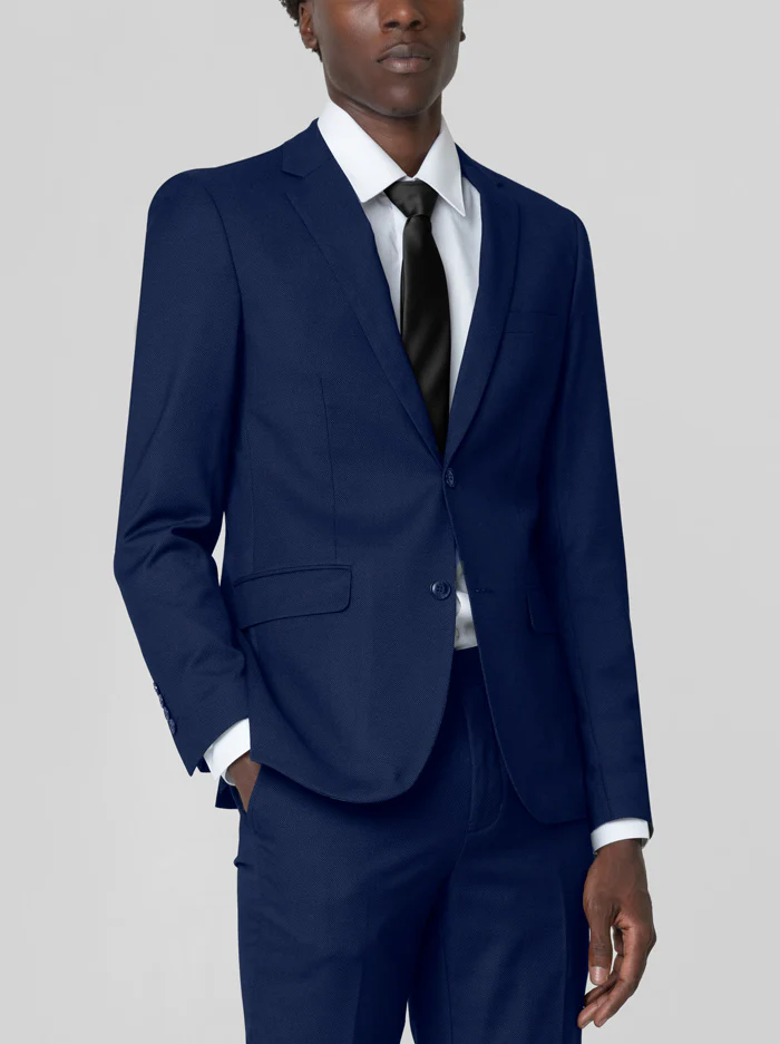 Royal Blue Birdseye Two Button Suit - Image 3