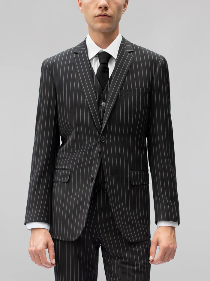 Black Pinstripe Three Piece Suit - Image 3
