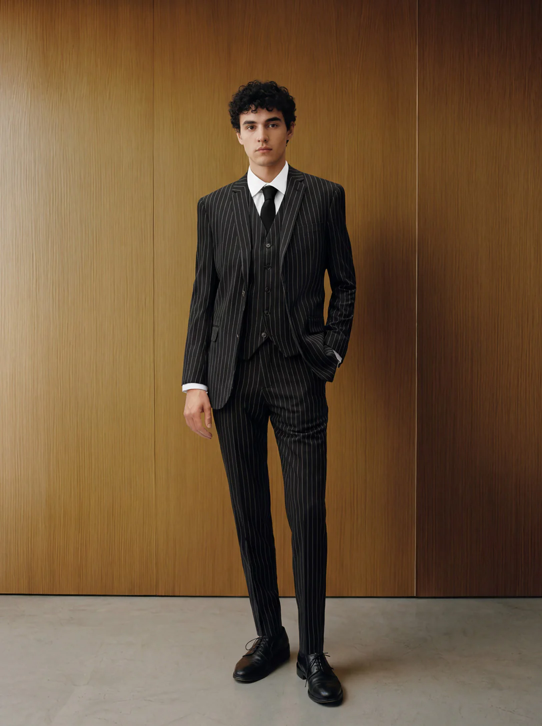 Black Pinstripe Three Piece Suit - Image 5
