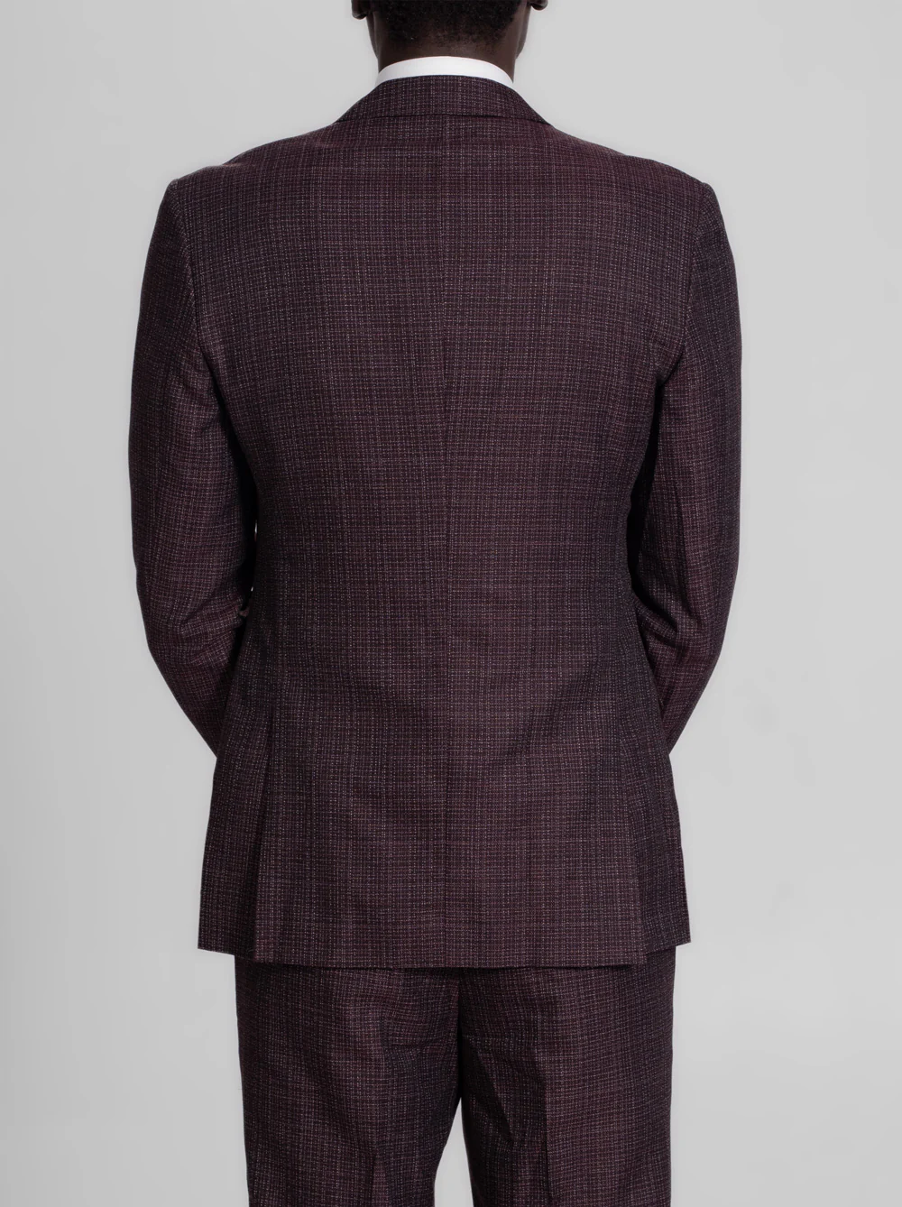 Black & Red Micro-Plaid Three Piece Suit - Image 4