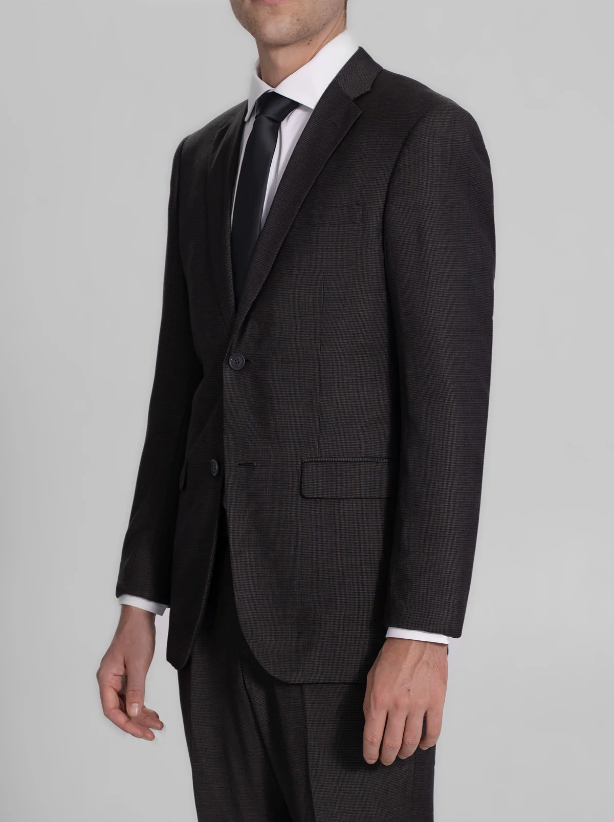Black & White Micro-Check Two Button Suit - Image 4