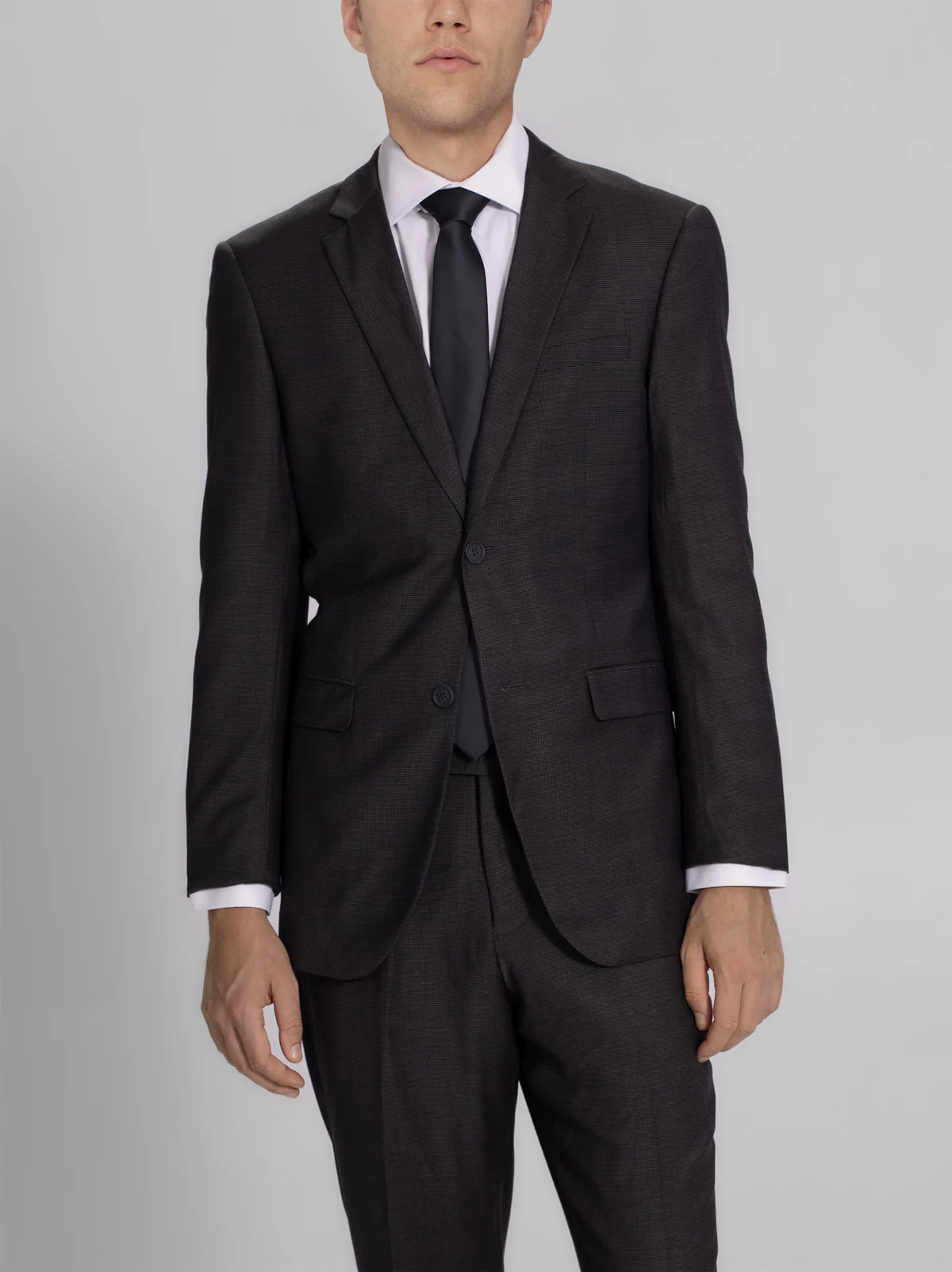 Black & White Micro-Check Two Button Suit - Image 5