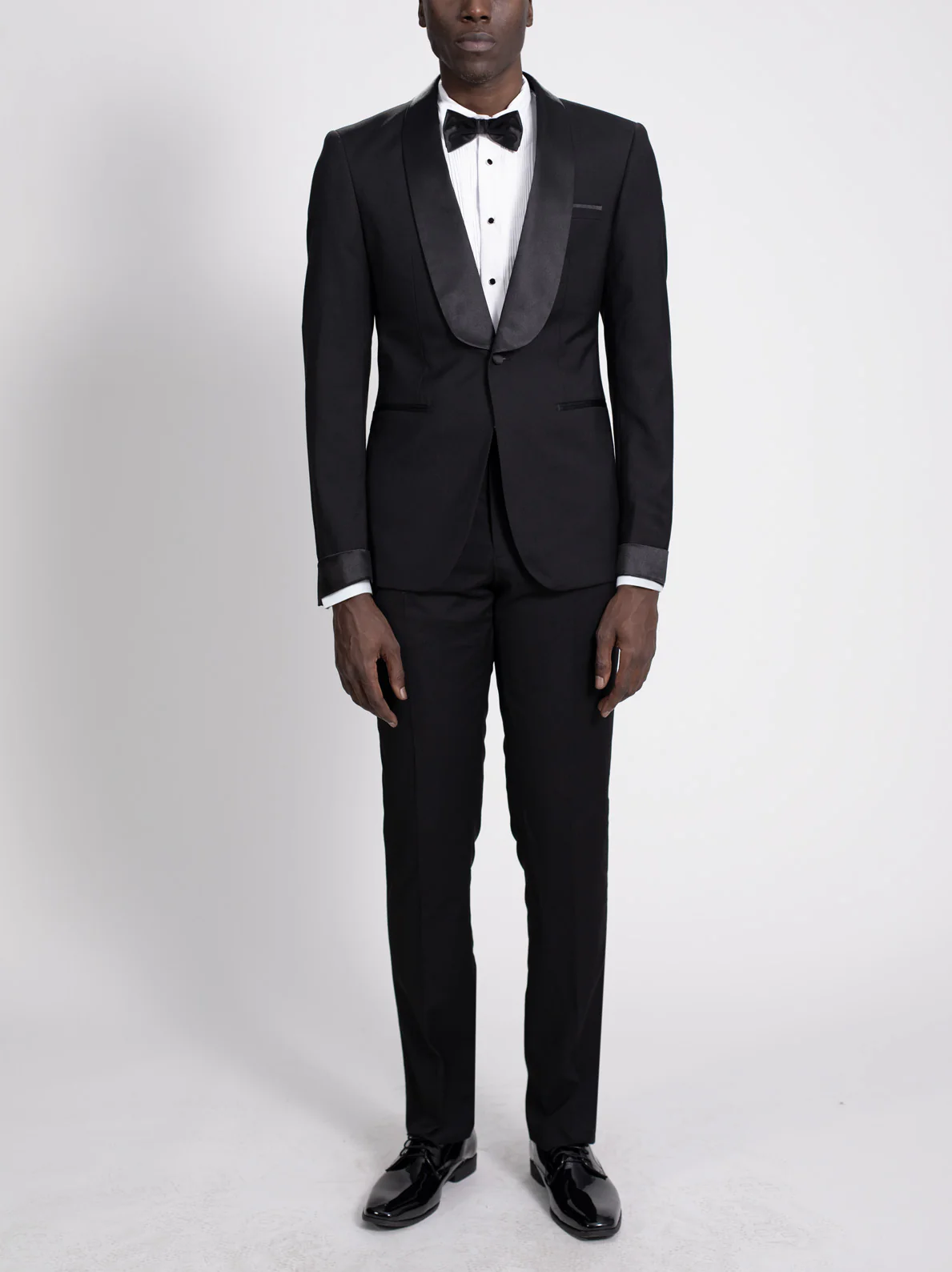 Black Wide Shawl Lapel Tuxedo With Cuffs