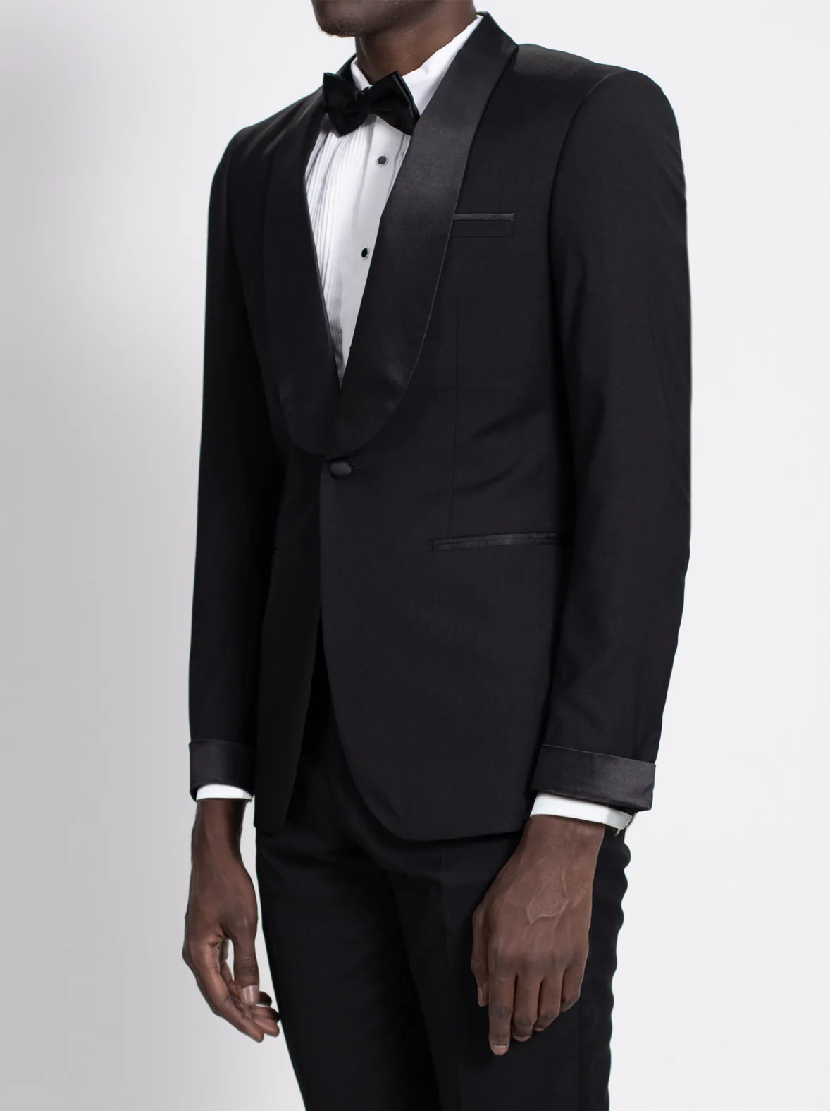 Black Wide Shawl Lapel Tuxedo With Cuffs - Image 2
