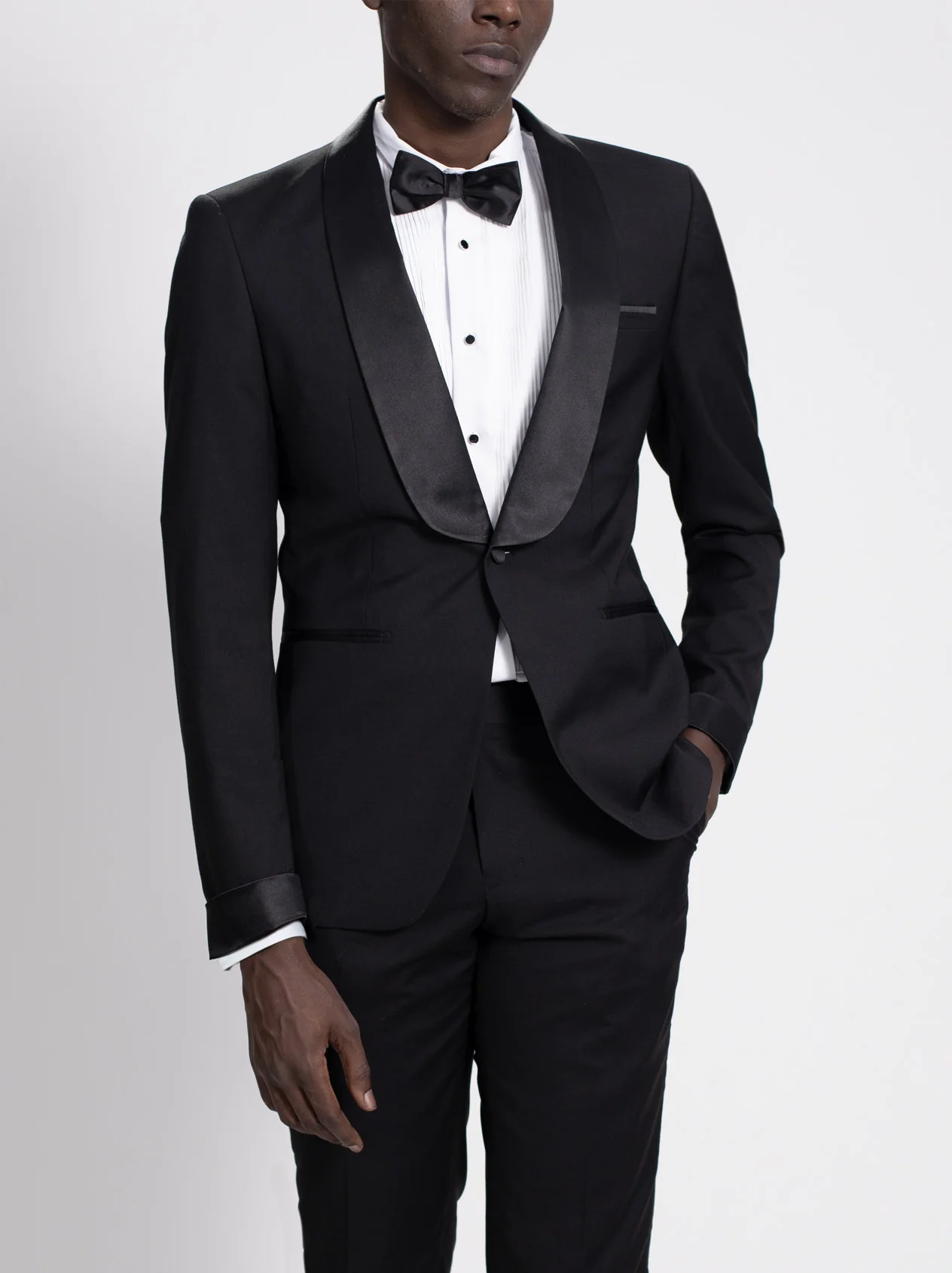 Black Wide Shawl Lapel Tuxedo With Cuffs - Image 3