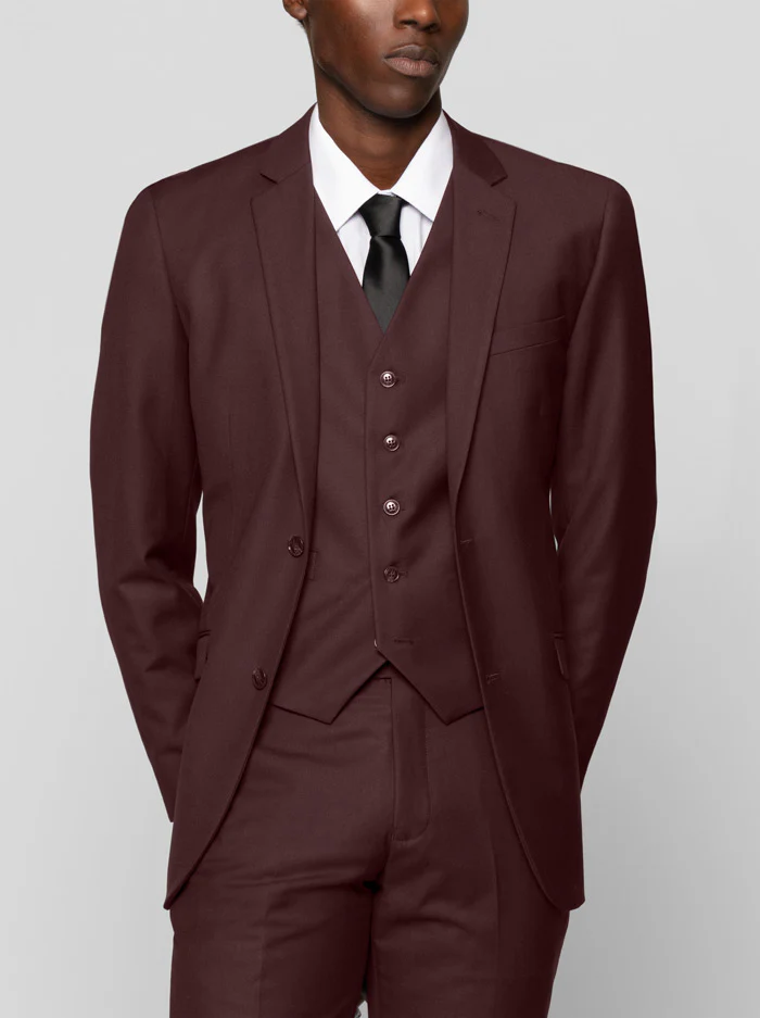 Burgundy Three Piece Suit - Image 3