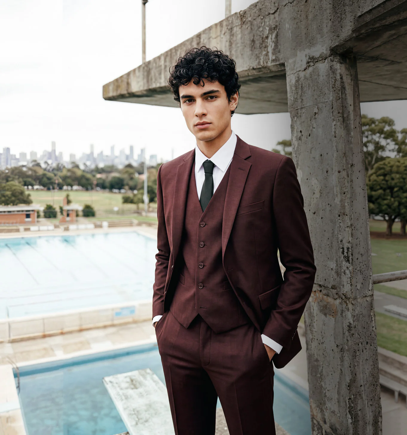 Burgundy Three Piece Suit - Image 6