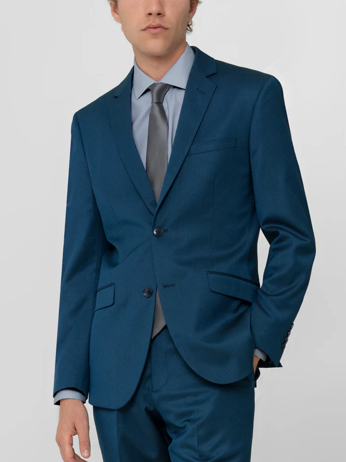 Slim Fit Dress Shirt in Grey with Stretch - Image 3