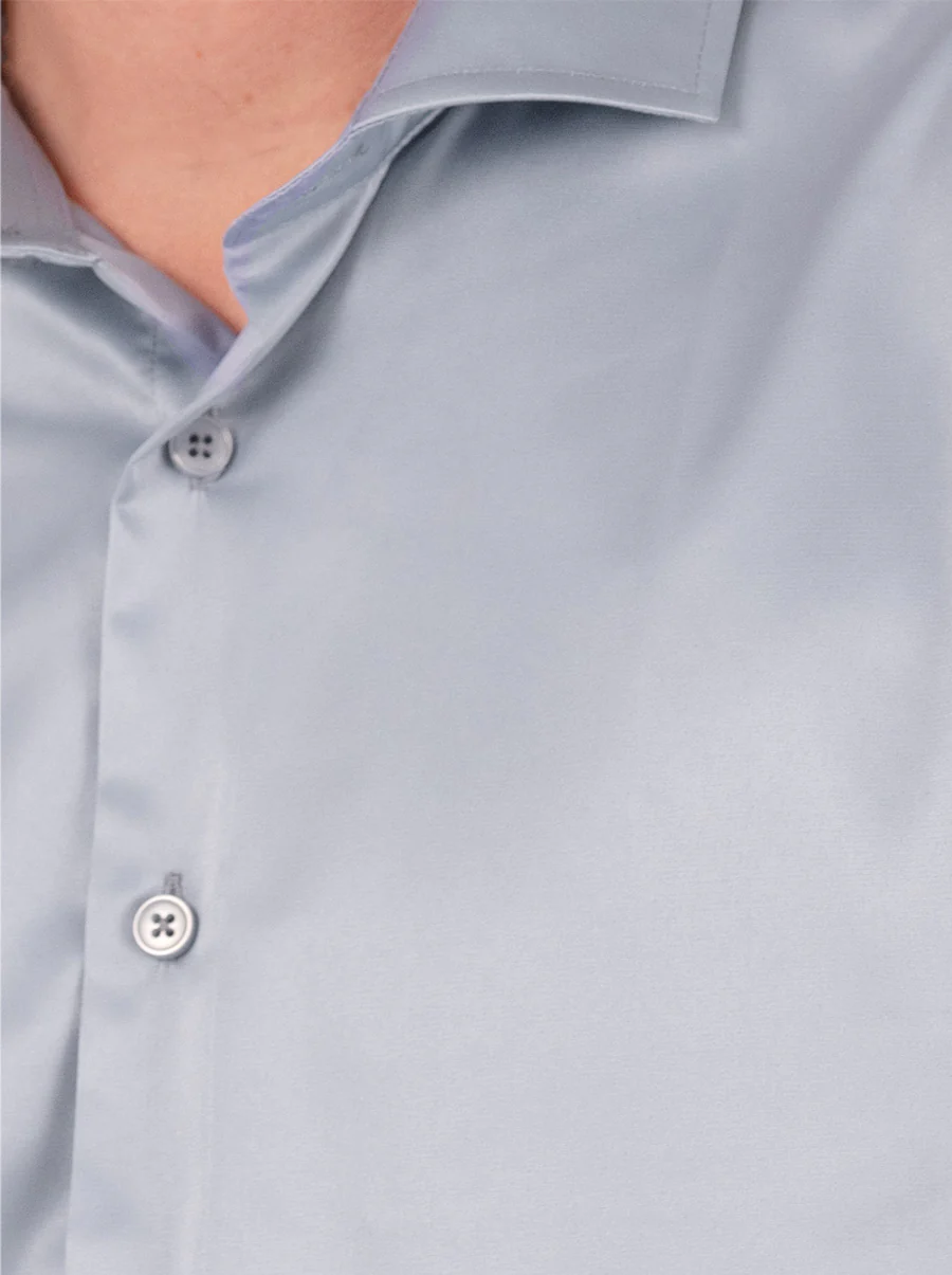 Slim Fit Dress Shirt in Grey with Stretch - Image 4