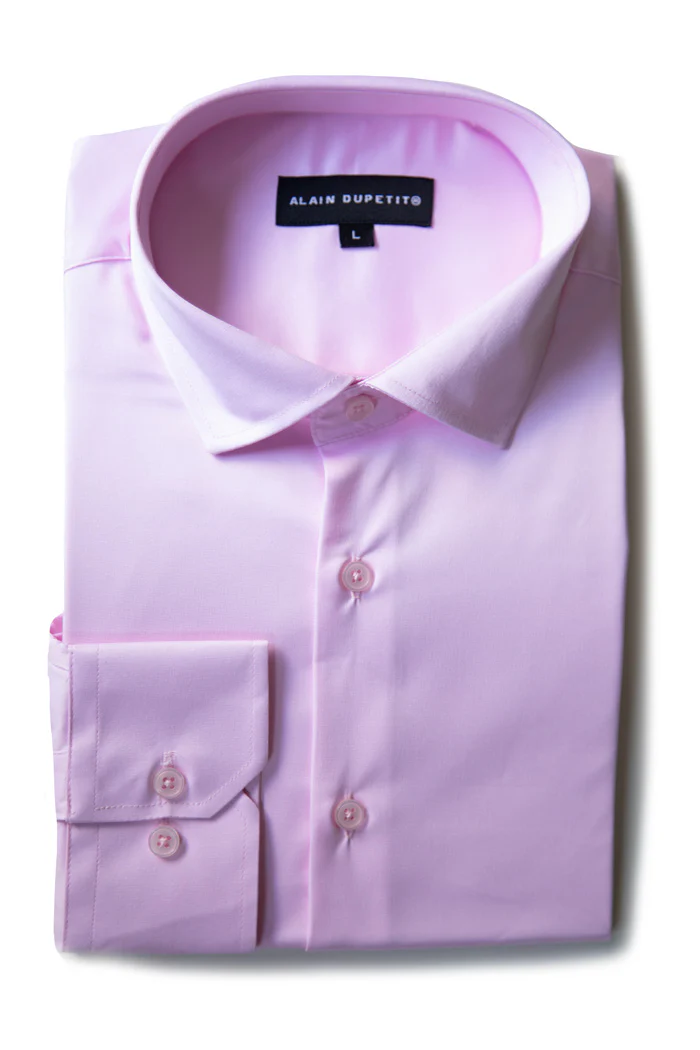 Slim Fit Dress Shirt in Pink with Stretch - Image 3
