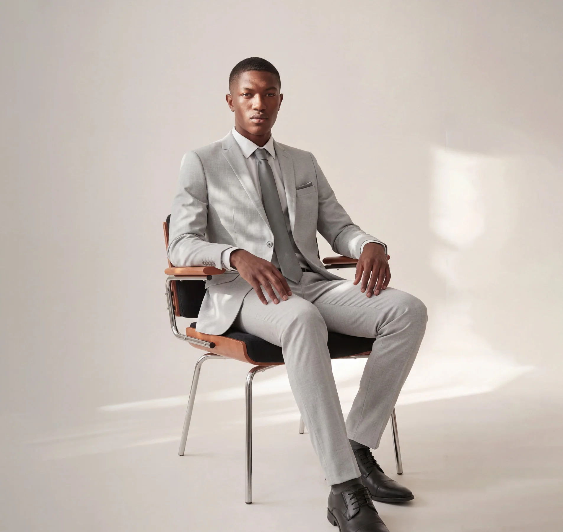Glacier Grey Two Button Suit - Image 4
