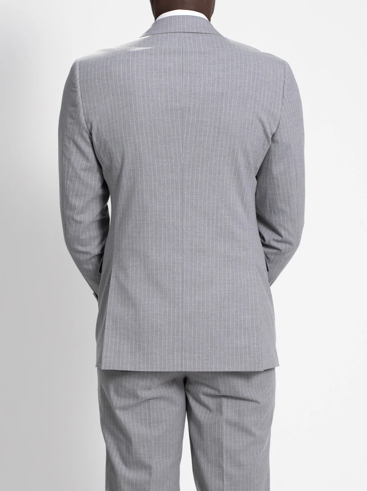 Light Grey Pinstripe Double Breasted Suit - Image 3