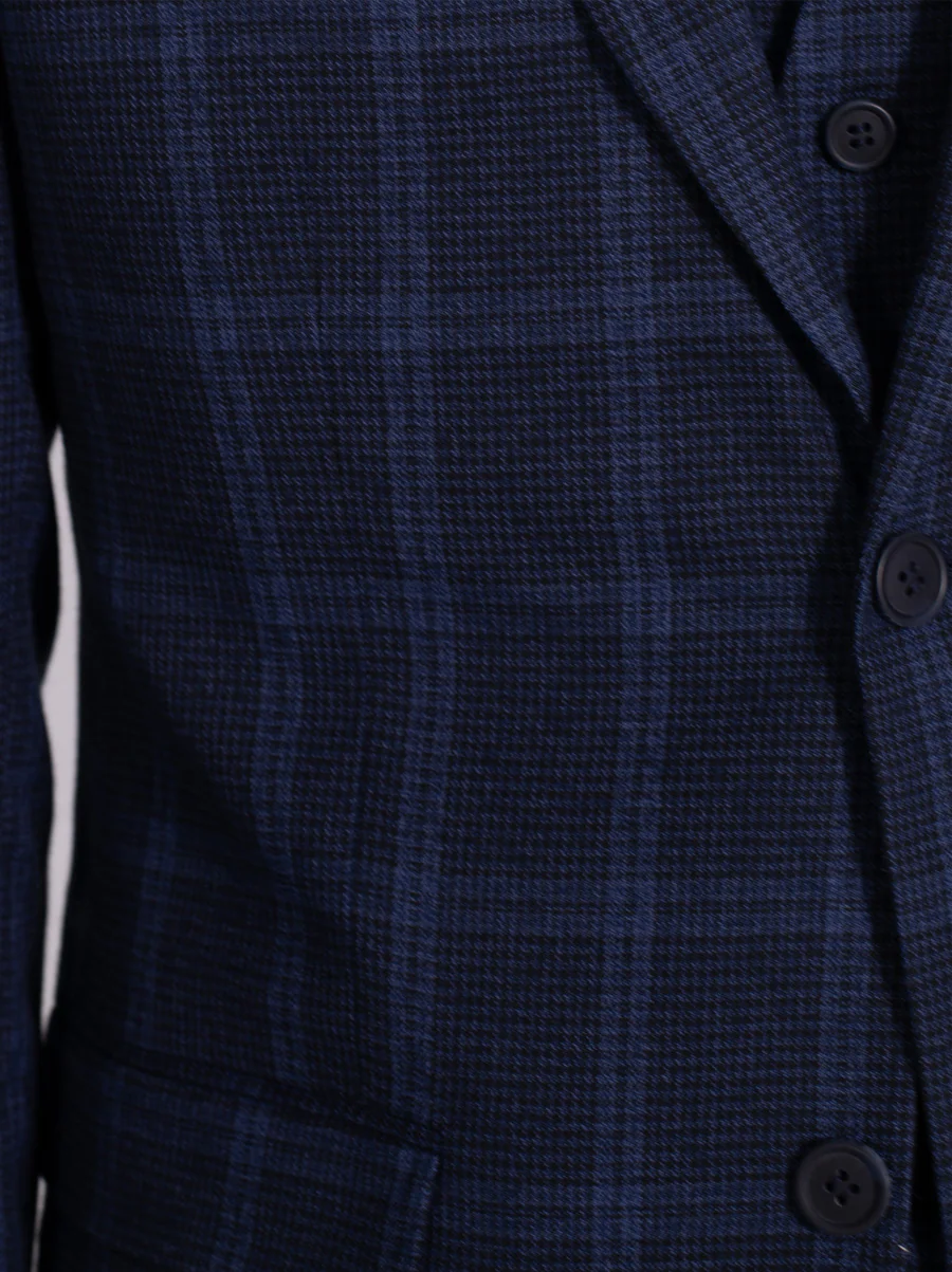 Midnight Blue Plaid Three Piece Suit - Image 3