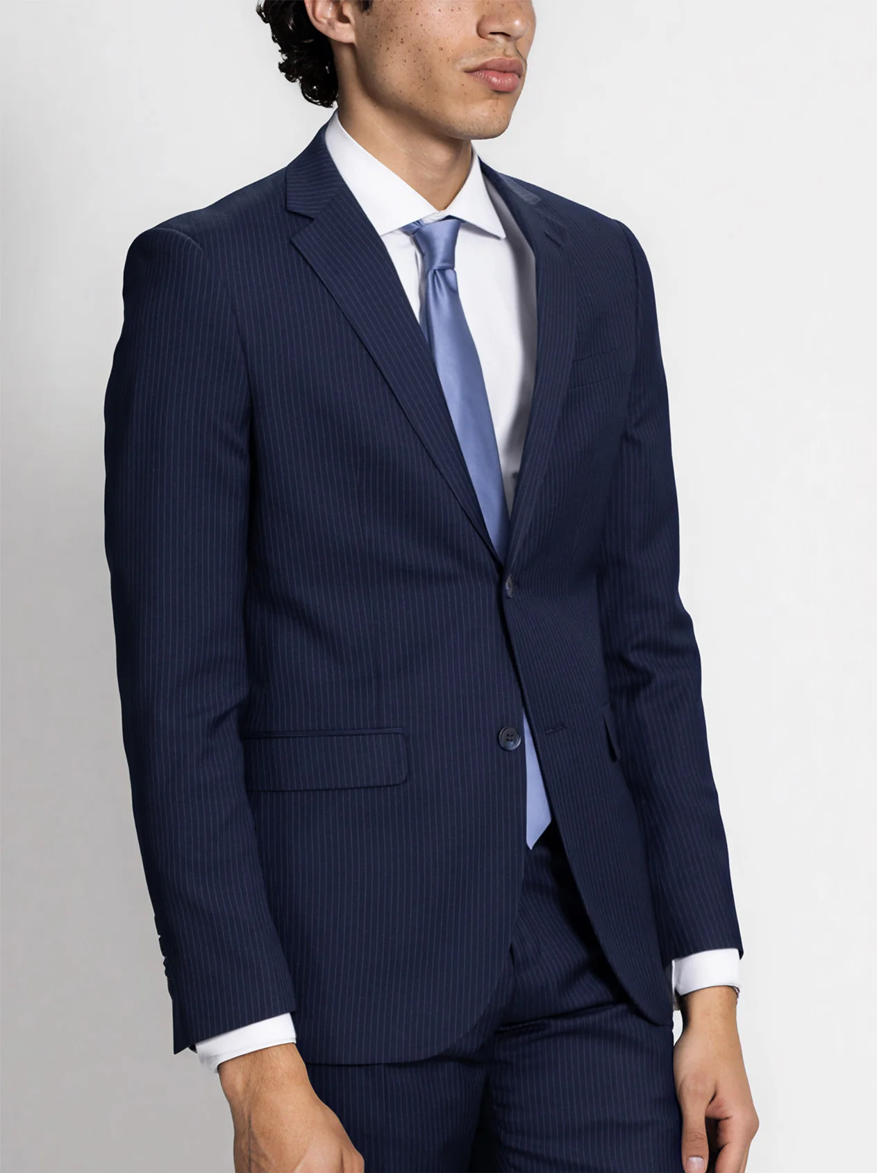 Navy Blue Pinstripe Three Piece Suit - Image 4
