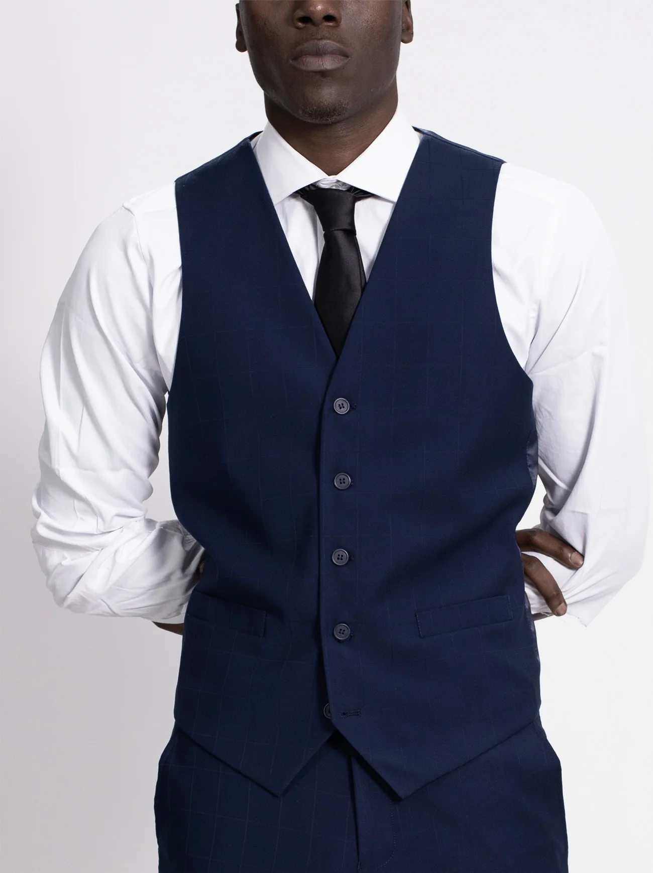 Navy Blue Pinstripe Two Button Suit - Image 3