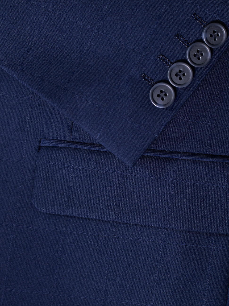 Navy Blue Windowpane Three Piece Suit - Image 4