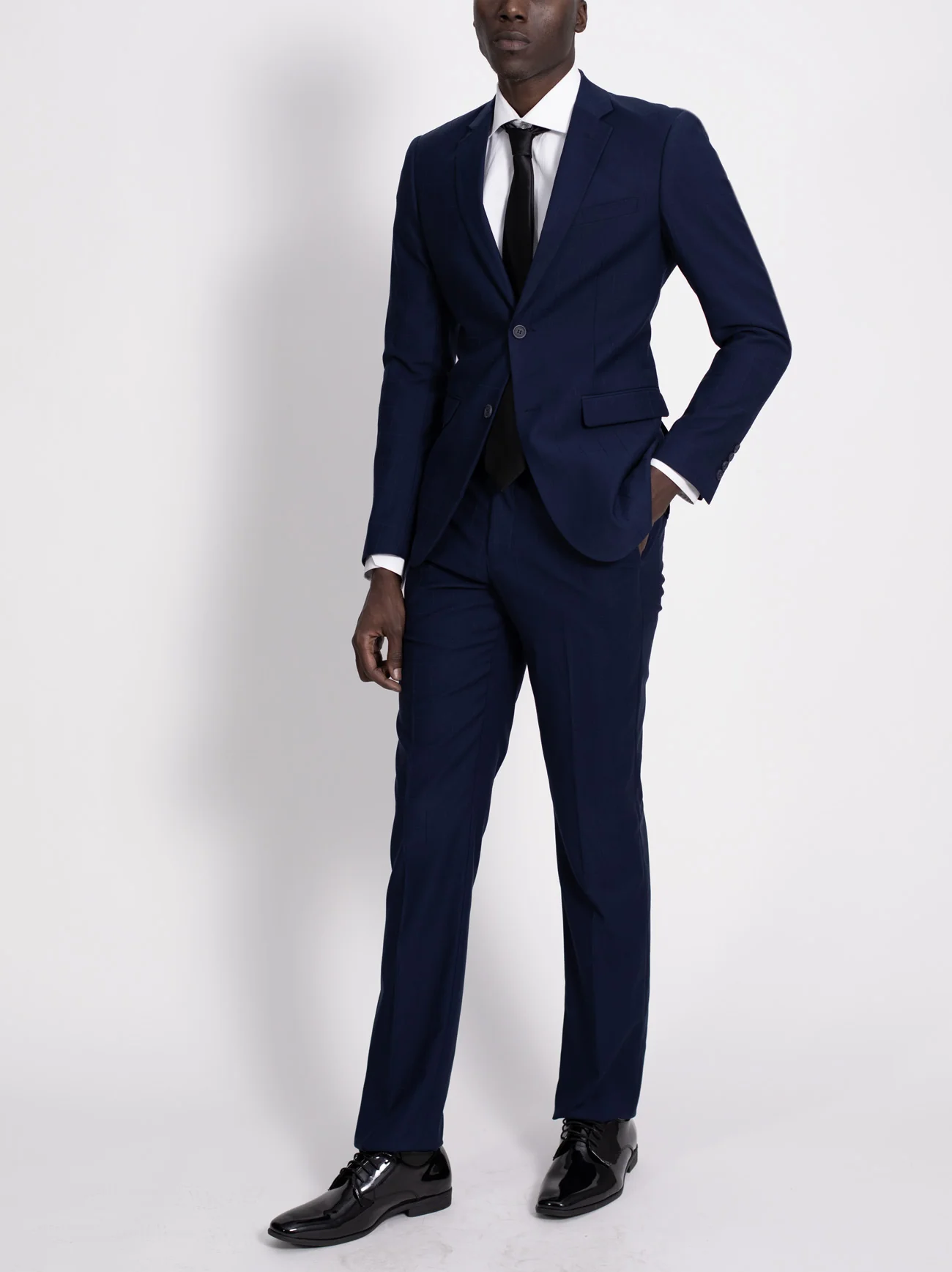 Navy Blue Windowpane Two Button Suit