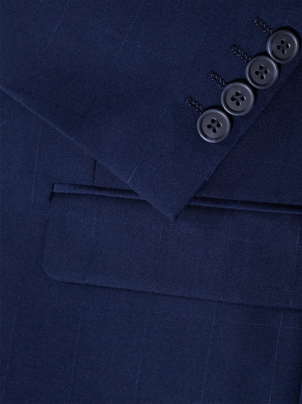 Navy Blue Windowpane Two Button Suit - Image 3