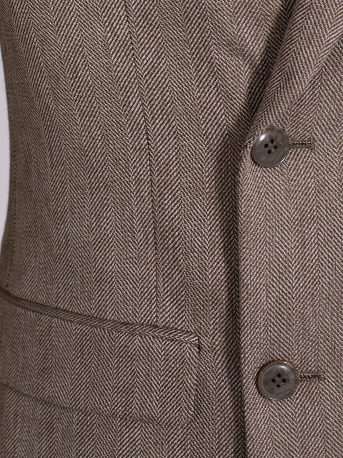 Oak Brown Herringbone Double Breasted Suit - Image 2