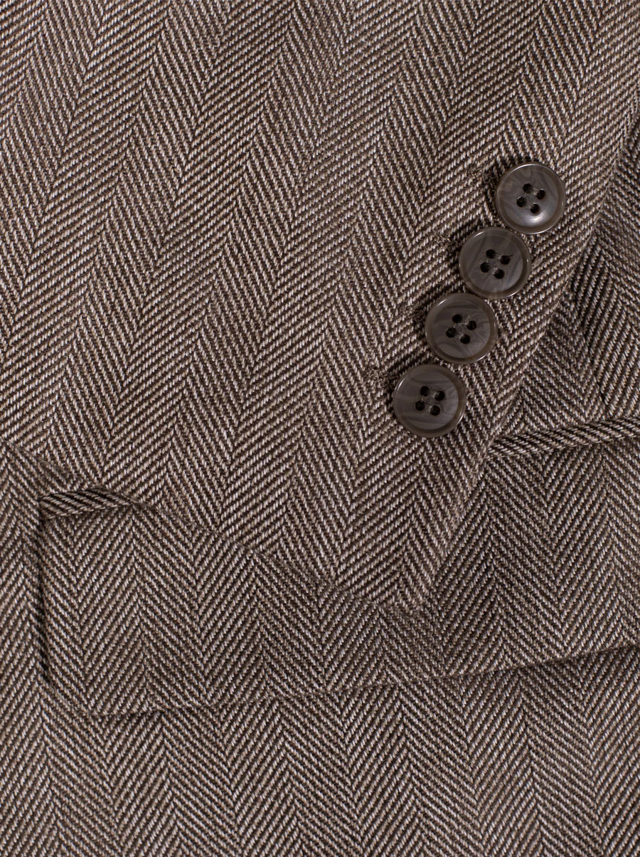 Oak Brown Herringbone Double Breasted Suit - Image 4