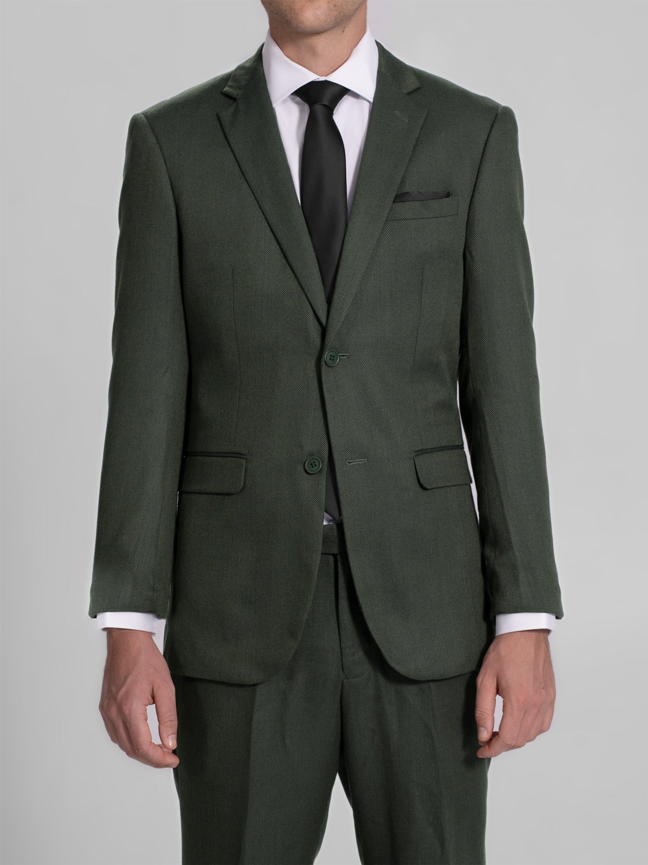 Pine Green Herringbone Two Button Suit - Image 2