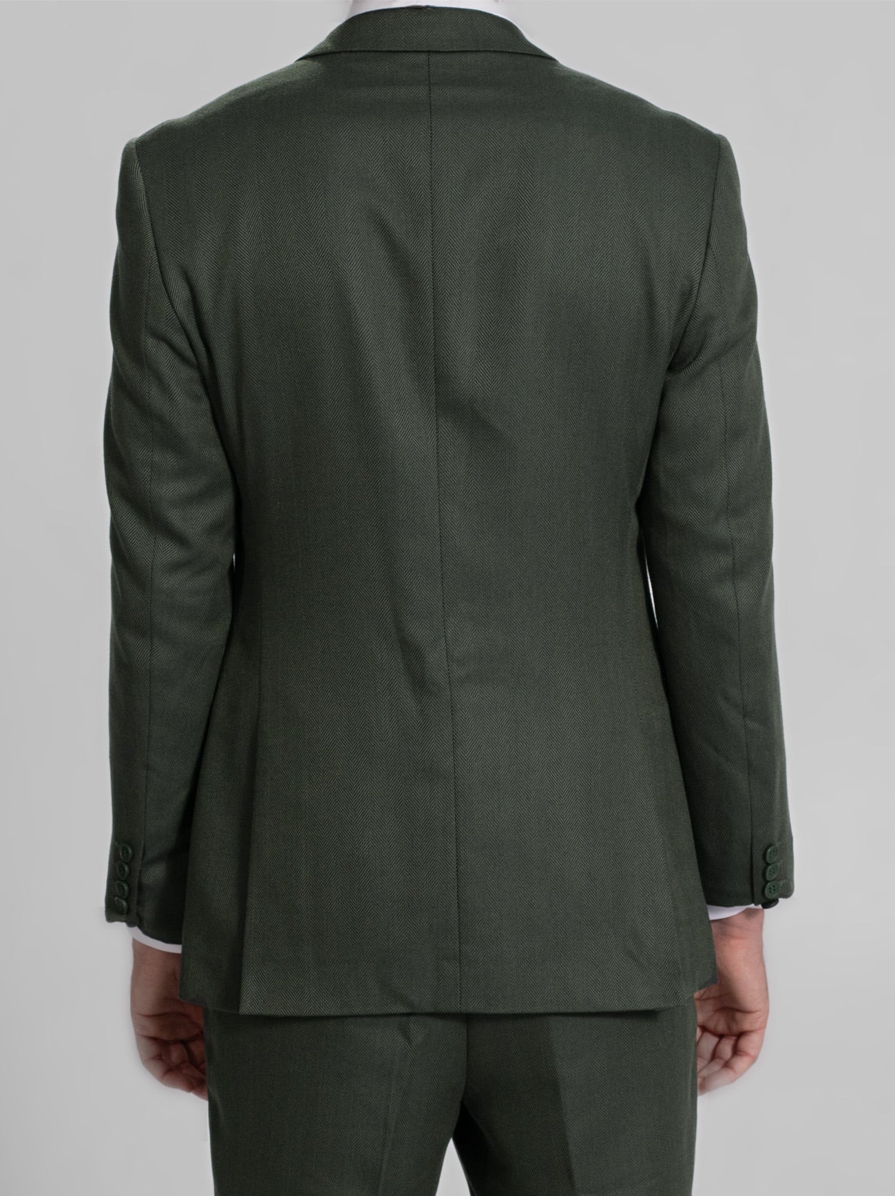 Pine Green Herringbone Two Button Suit - Image 4