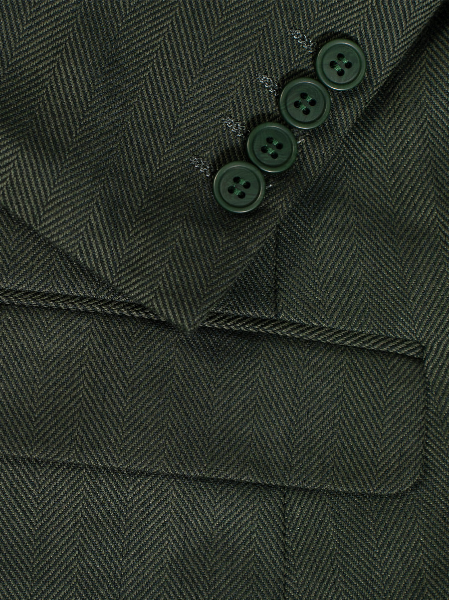 Pine Green Herringbone Two Button Suit - Image 5