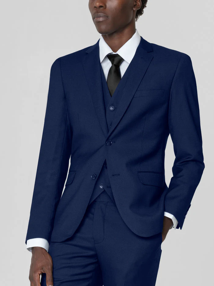 Royal Blue Birdseye Three Piece Suit (Open Box) - Image 3