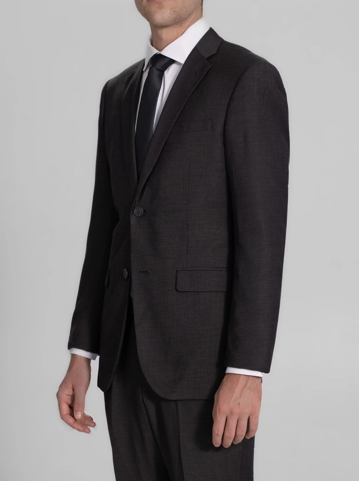 Black & White Micro-Check Two Button Suit (Open Box) - Image 4