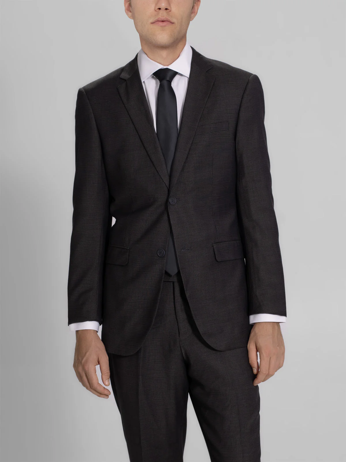 Black & White Micro-Check Two Button Suit (Open Box) - Image 5
